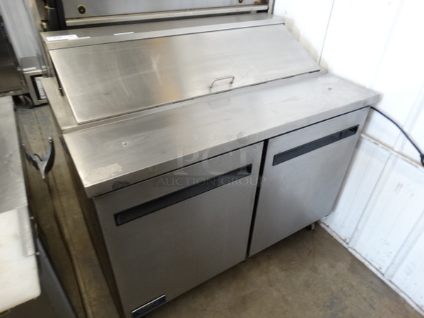 GREAT! Arctic Air Model AST48R Stainless Steel Commercial Sandwich Salad Prep Table Bain Marie Mega Top on Commercial Casters. 115 Volts, 1 Phase. 48x30x45. Tested and Working! - Image 3 of 7