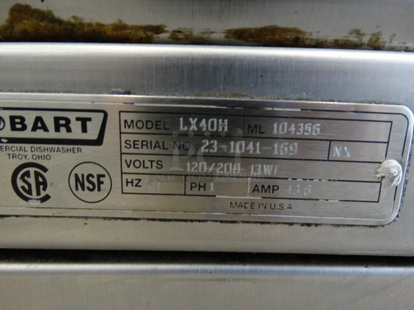 BEAUTIFUL! Hobart Model LX40H Stainless Steel Commercial Undercounter Dishwasher. 120/208 Volts, 1 Phase. 24x26x34 - Image 6 of 6