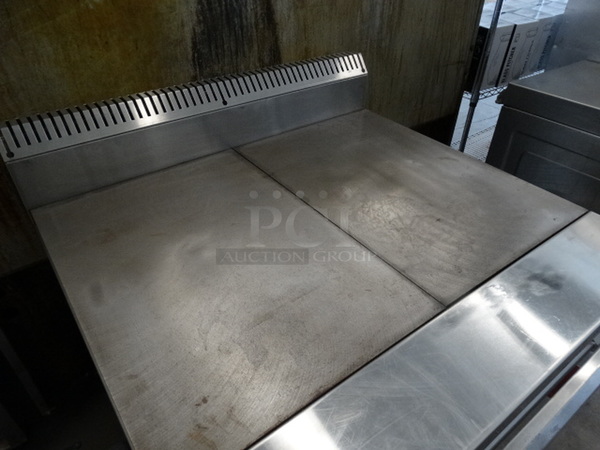 AWESOME! BRAND NEW! US Range Stainless Steel Commercial Gas Powered Flat Top w/ Lower Oven and Backsplash on Commercial Casters. 36x38x34 - Image 3 of 9