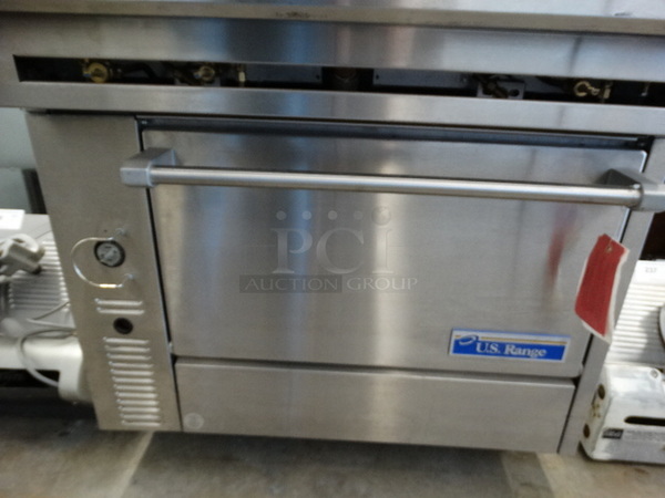 AWESOME! BRAND NEW! US Range Stainless Steel Commercial Gas Powered Flat Top w/ Lower Oven and Backsplash on Commercial Casters. 36x38x34 - Image 7 of 9