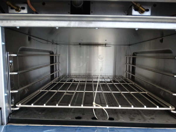 AWESOME! BRAND NEW! US Range Stainless Steel Commercial Gas Powered Flat Top w/ Lower Oven and Backsplash on Commercial Casters. 36x38x34 - Image 8 of 9
