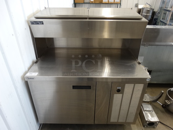SWEET! LATE MODEL! Delfield Stainless Steel Commercial Prep Station w/ Lower Door and 2 Lids on Commercial Casters. 47x32x56. Cannot Test Due To Cut Power Cord