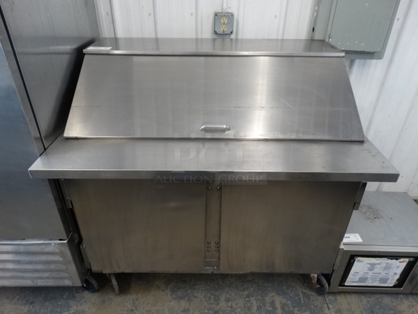 SWEET! Beverage Air Model SP48-12M Stainless Steel Commercial Sandwich Salad Prep Table Bain Marie Mega Top on Commercial Casters. 115 Volts, 1 Phase. 48x34x46. Tested and Working!