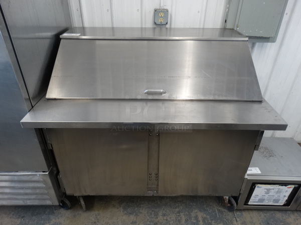 SWEET! Beverage Air Model SP48-12M Stainless Steel Commercial Sandwich Salad Prep Table Bain Marie Mega Top on Commercial Casters. 115 Volts, 1 Phase. 48x34x46. Tested and Working! - Image 1 of 7