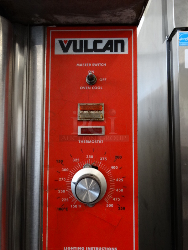 2 BEAUTIFUL! Vulcan Stainless Steel Commercial Gas Powered Full Size Convection Ovens w/ View Through Doors, Metal Oven Racks and Thermostatic Controls. 40x32x70. 2 Times Your Bid! - Image 7 of 9