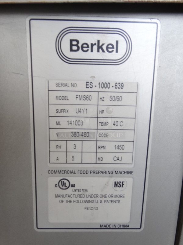 SWEET! Berkel Model FMS60 Metal Commercial Floor Style 60 Quart Planetary Mixer w/ Stainless Steel Mixing Bowl, Bowl Guard and Whisk Attachment. 380-460 Volts, 3 Phase. 24x44x62 - Image 7 of 8