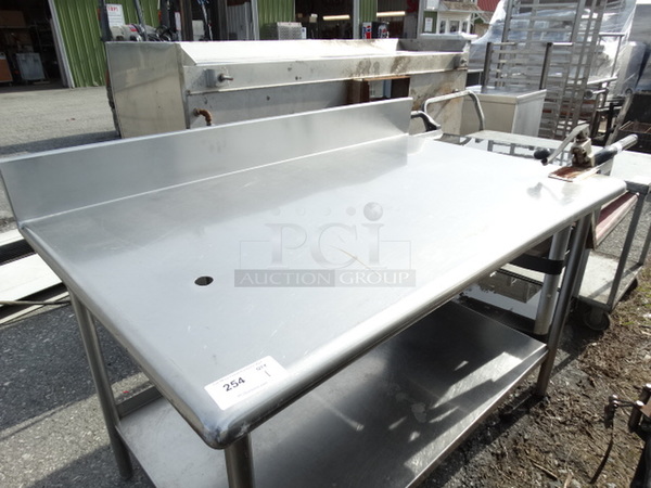Stainless Steel Commercial Table w/ Mounted Commercial Can Opener, Undershelf and Backsplash. 60x35x43 - Image 2 of 6