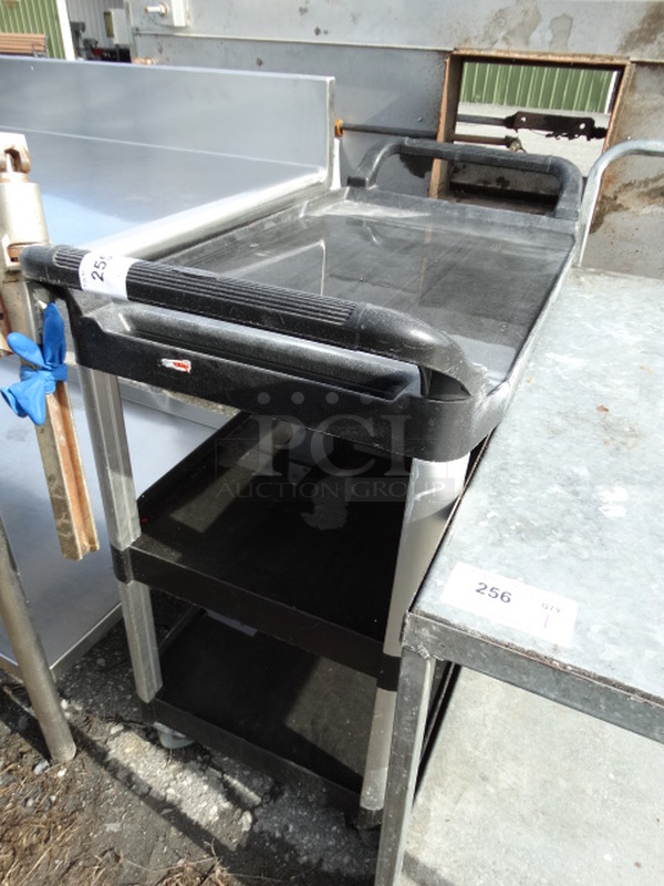 Black Poly 3 Tier Cart w/ Push Handles on Commercial Casters. 20x40x38 - Image 4 of 4