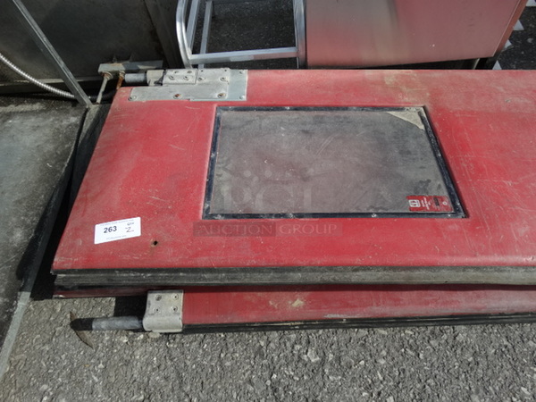 2 Red Swinging Kitchen Doors. 32x5x80. 2 Times Your Bid! - Image 2 of 4