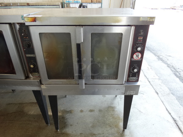 GORGEOUS! Hobart Stainless Steel Commercial Gas Powered Full Size Convection Oven w/ View Through Doors, Metal Oven Racks and Thermostatic Controls on Metal Legs. 40x32x58