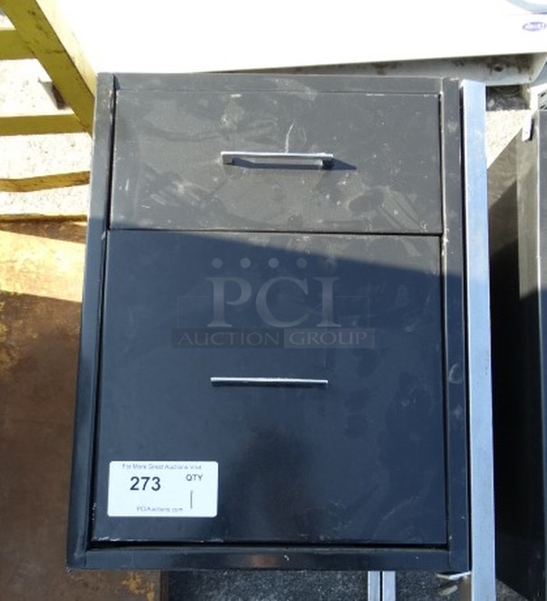 Black Metal 2 Drawer Filing Cabinet. 14.5x28x20