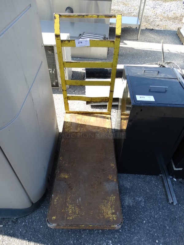 Yellow Metal Cart on Commercial Casters. 18x42x41