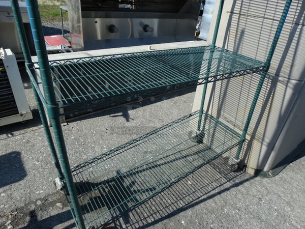 Metro Green Finish 4 Tier Shelving Unit on Commercial Casters. 48x18x80. BUYER MUST DISMANTLE. PCI CANNOT  DISMANTLE FOR SHIPPING. PLEASE CONSIDER FREIGHT CHARGES. - Image 3 of 4