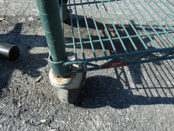 Metro Green Finish 4 Tier Shelving Unit on Commercial Casters. 48x18x80. BUYER MUST DISMANTLE. PCI CANNOT  DISMANTLE FOR SHIPPING. PLEASE CONSIDER FREIGHT CHARGES. - Image 4 of 4