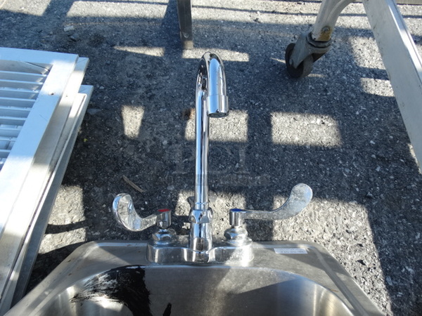 Metal Single Bay Drop In Sink w/ Faucet and Handles. 15x15x22 - Image 3 of 4