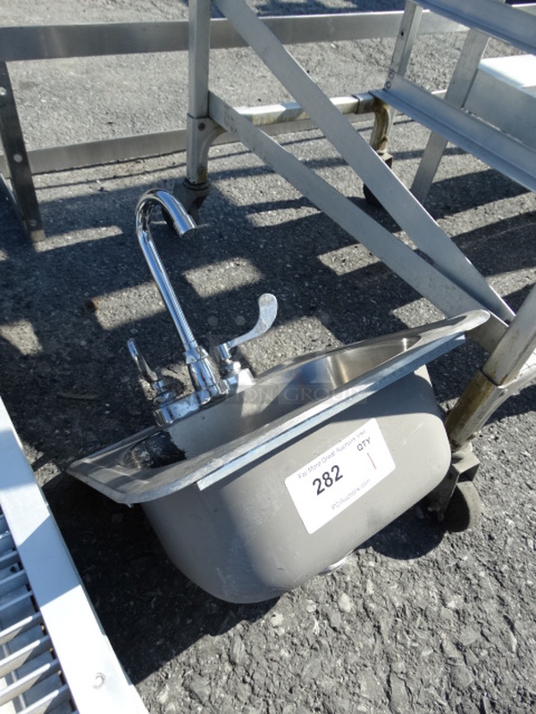 Metal Single Bay Drop In Sink w/ Faucet and Handles. 15x15x22 - Image 4 of 4