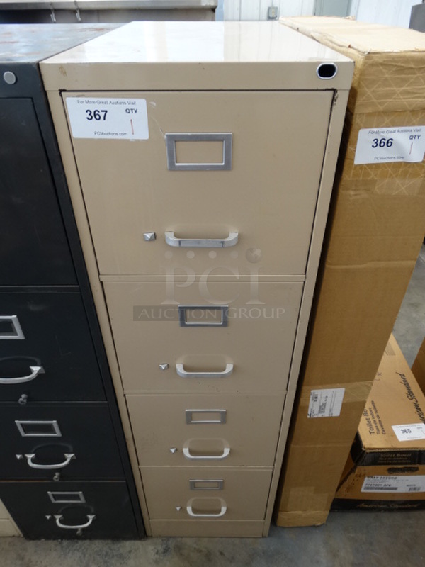 Tan Metal 4 Drawer Filing Cabinet. 15x28x52