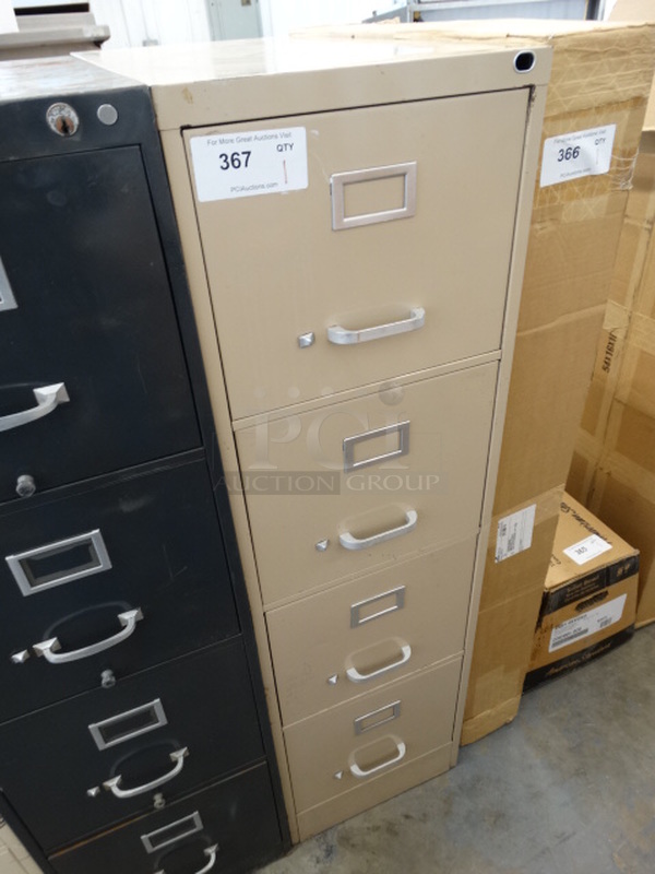 Tan Metal 4 Drawer Filing Cabinet. 15x28x52 - Image 2 of 7