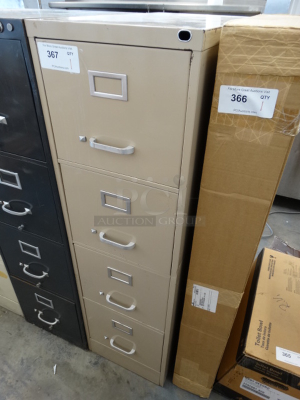 Tan Metal 4 Drawer Filing Cabinet. 15x28x52 - Image 3 of 7
