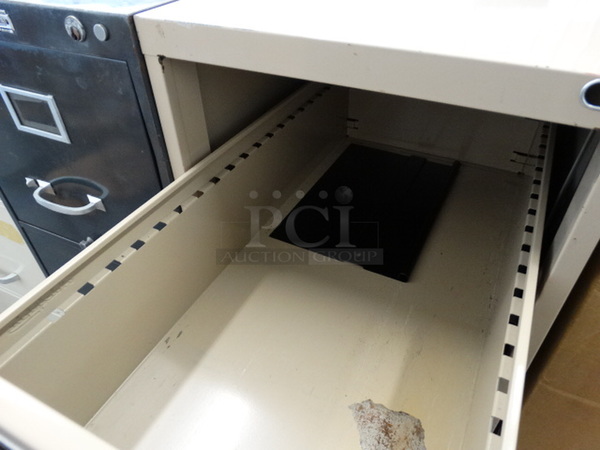 Tan Metal 4 Drawer Filing Cabinet. 15x28x52 - Image 4 of 7