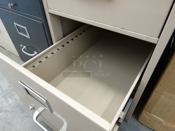 Tan Metal 4 Drawer Filing Cabinet. 15x28x52 - Image 7 of 7