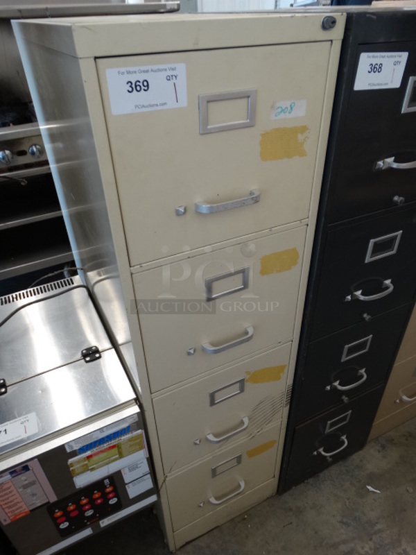 Tan Metal 4 Drawer Filing Cabinet. 15x28x52 - Image 3 of 5