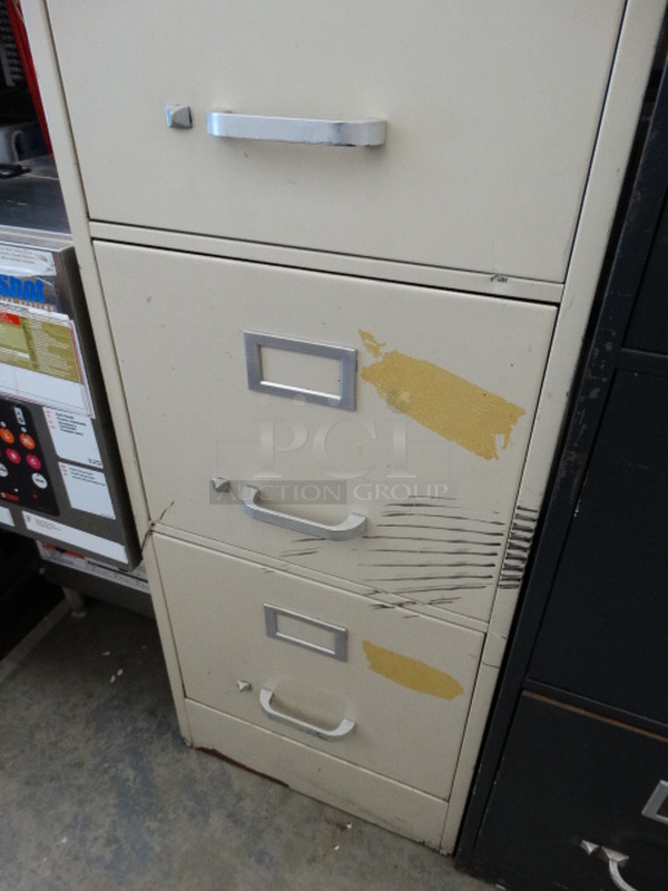 Tan Metal 4 Drawer Filing Cabinet. 15x28x52 - Image 5 of 5