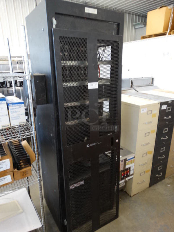 Black Metal theatre Switchboard Mark Series Case For Rack Units. Includes 2 SPI Q-2 Dimmer Modules. 28x23x87