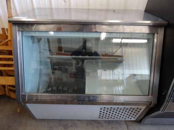 NICE! CustomCool Metal Commercial Floor Style Deli Display Case Merchandiser. 48x38x46. Tested and Powers On But Does Not Get Cold