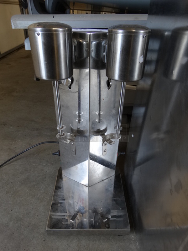 NICE! Stainless Steel Commercial Countertop 2 Head Milkshake Drink Mixer. 9x9x20.5. Cannot Test Due To Plug Style - Image 1 of 8