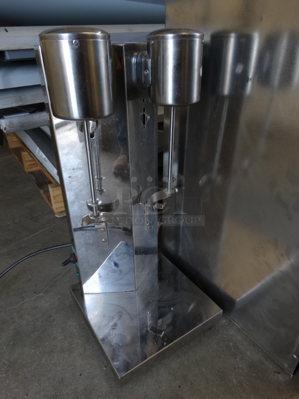 NICE! Stainless Steel Commercial Countertop 2 Head Milkshake Drink Mixer. 9x9x20.5. Cannot Test Due To Plug Style - Image 2 of 8