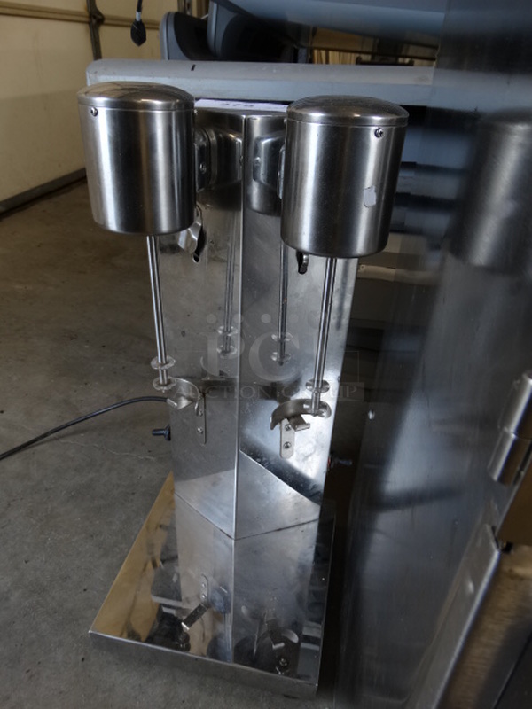 NICE! Stainless Steel Commercial Countertop 2 Head Milkshake Drink Mixer. 9x9x20.5. Cannot Test Due To Plug Style - Image 3 of 8