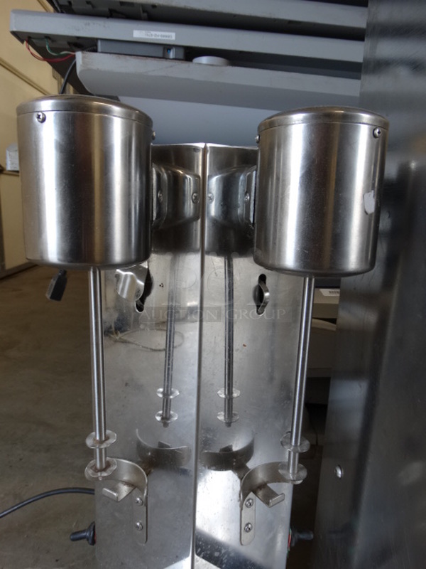 NICE! Stainless Steel Commercial Countertop 2 Head Milkshake Drink Mixer. 9x9x20.5. Cannot Test Due To Plug Style - Image 4 of 8