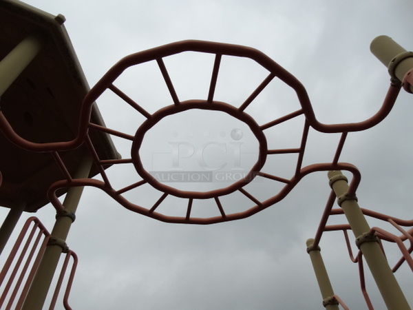 Tan and Orange Metal Playground Unit w/ 2 Slides, Stairs and Monkey Bars. BUYER MUST REMOVE. Item Is Located In Coatesville, PA - Winner Will Have Up To 2 Weeks To Remove. Address Will Be Given To the Winning Bidder After They Provide a Certificate of Insurance - Image 8 of 12