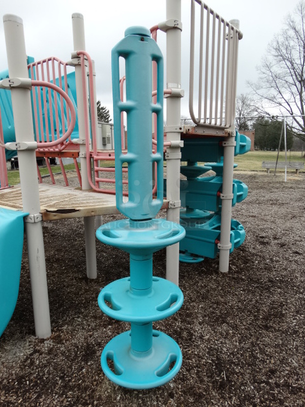 Gray, Blue and Orange Metal Playground Unit w/ Spiral Slide and 5 Various Climbing Entrances. BUYER MUST REMOVE. Item Is Located In Coatesville, PA - Winner Will Have Up To 2 Weeks To Remove. Address Will Be Given To the Winning Bidder After They Provide a Certificate of Insurance - Image 3 of 12