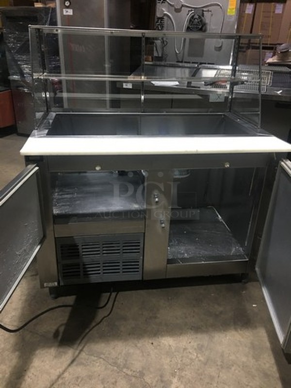 Leader Refrigerated Mega Top Sandwich Prep Table With Sneeze Guard! Model LM48! 115V 1 Phase! On Legs! - Image 5 of 11