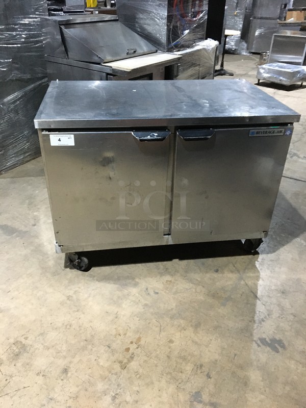 Beverage Air Commercial Refrigerated 2 Door Undercounter Cooler! With Poly Coated Racks! All Stainless Steel! Model WTR48A Serial 10901550! 115V 1Phase! On Commercial Casters! - Image 1 of 8