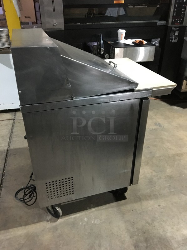 True Commercial Refrigerated Sandwich Prep Table! With Underneath Storage Space! With Commercial Cutting Board! Model TSSU2712MC Serial 7136604! 115V 1Phase! On Commercial Casters! - Image 2 of 10