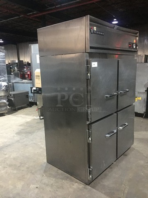 Victory 4 Door Reach In Cooler! With Built In Pan Rack Shelves! Model RS2DS7HDR22 Serial R9433V429! On Legs!  - Image 2 of 10