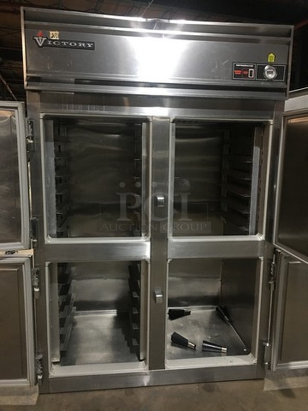 Victory 4 Door Reach In Cooler! With Built In Pan Rack Shelves! Model RS2DS7HDR22 Serial R9433V429! On Legs!  - Image 5 of 10