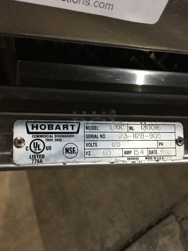 Hobart Commercial Under The Counter Heavy Duty Dishwasher! All Stainless Steel! Model LXIC Serial 231128905! 120V 1Phase!  - Image 7 of 9
