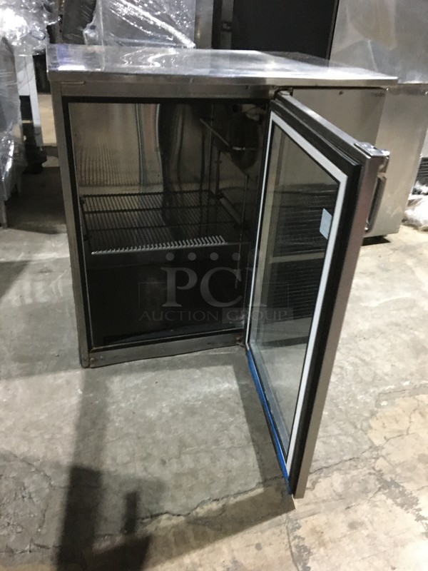 Glastender Commercial Single Door Refrigerated Bar Back Merchandiser! With Poly Coated Rack! Model BB36R1XSR Serial 134140480N! 115V 1Phase! - Image 5 of 9
