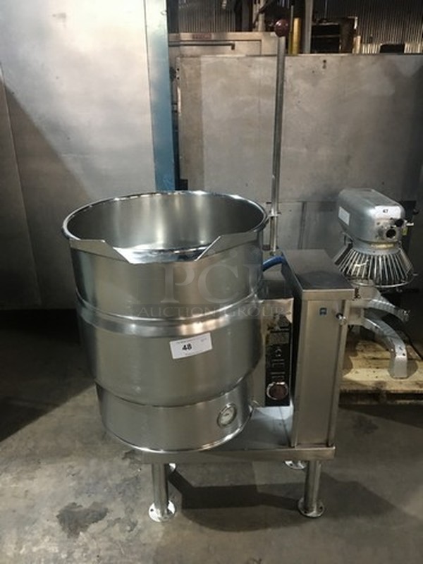 All Stainless Steel Electric Powered Self Contained Floor Model Tilted Soup Kettle! On Legs!  - Image 1 of 8