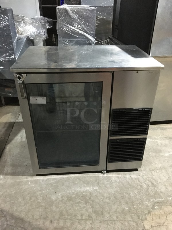Glastender Commercial Single Door Refrigerated Bar Back Merchandiser! With Poly Coated Rack! Model BB36R1XSR Serial 134140480N! 115V 1Phase! - Image 8 of 9