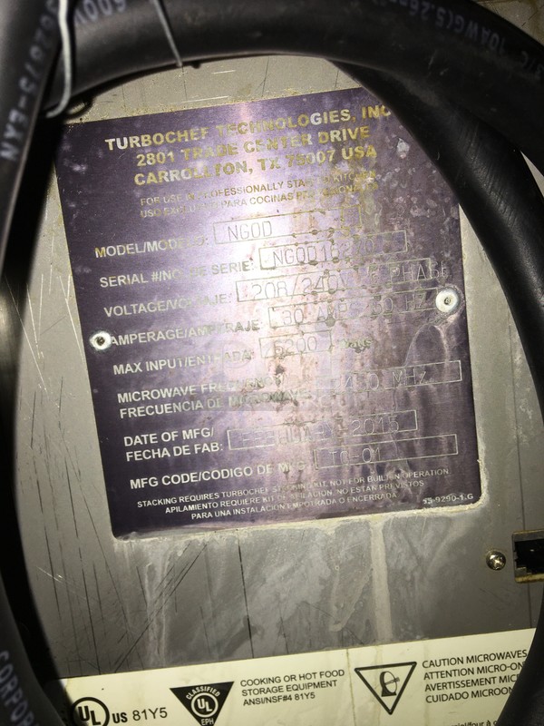 NICE! 2015 Turbo Chef Commercial Countertop Rapid Cook Oven! Model NGO Serial NGOD16270! 208/240V 1 Phase! On Legs! - Image 9 of 10
