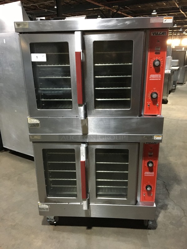 WOW! Vulcan Commercial Natural Gas Powered Double Deck Convection Oven! With View Through Doors! All Stainless Steel! Model VC6GDSEFCAM Serial 481588923! On Commercial Casters! 2 X Your Bid! Makes One Unit!