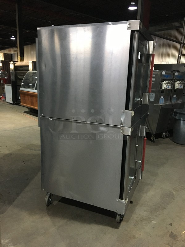WOW! Vulcan Commercial Natural Gas Powered Double Deck Convection Oven! With View Through Doors! All Stainless Steel! Model VC6GDSEFCAM Serial 481588923! On Commercial Casters! 2 X Your Bid! Makes One Unit! - Image 4 of 10