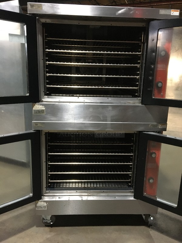 WOW! Vulcan Commercial Natural Gas Powered Double Deck Convection Oven! With View Through Doors! All Stainless Steel! Model VC6GDSEFCAM Serial 481588923! On Commercial Casters! 2 X Your Bid! Makes One Unit! - Image 5 of 10