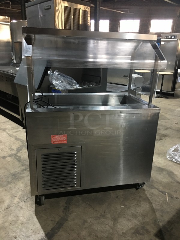 Colorpoint Commercial Refrigerated Cold Pan! With Sneeze Guard! With Storage Space Underneath! All Stainless Steel! 120V 1Phase! On Commercial Casters! - Image 3 of 8