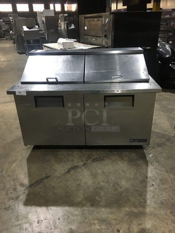 True Refrigerated Mega Top Sandwich Prep Table! Model TSSU-6024 Serial 14531317! 115V 1 Phase! On Commercial Casters! Works Great! 